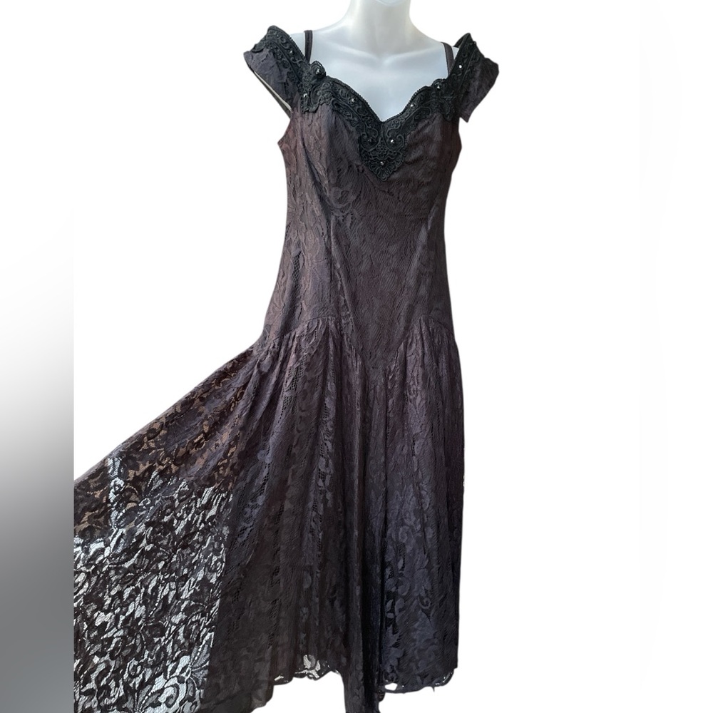 Paris sport club 1990’s black lace fairy Goth dress size 9/10 prom